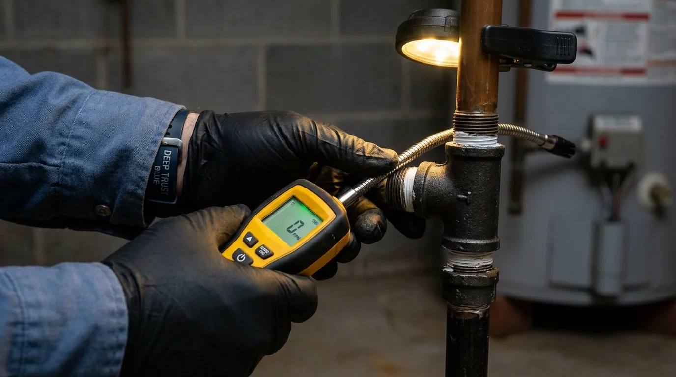 Gas leak detection with electronic sniffer by Johns Plumbing LLC in Santa Ynez