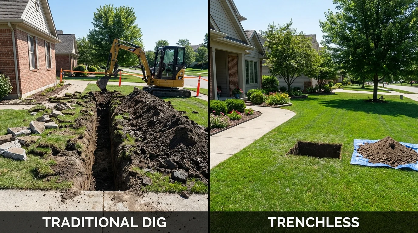 Trenchless sewer repair with minimal yard damage versus traditional excavation in Santa Ynez, CA
